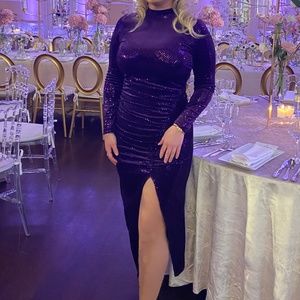 Sparkle purple midi dress shinny